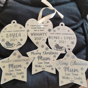 Silver mirror baubles