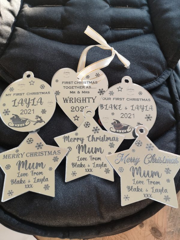 Silver mirror baubles